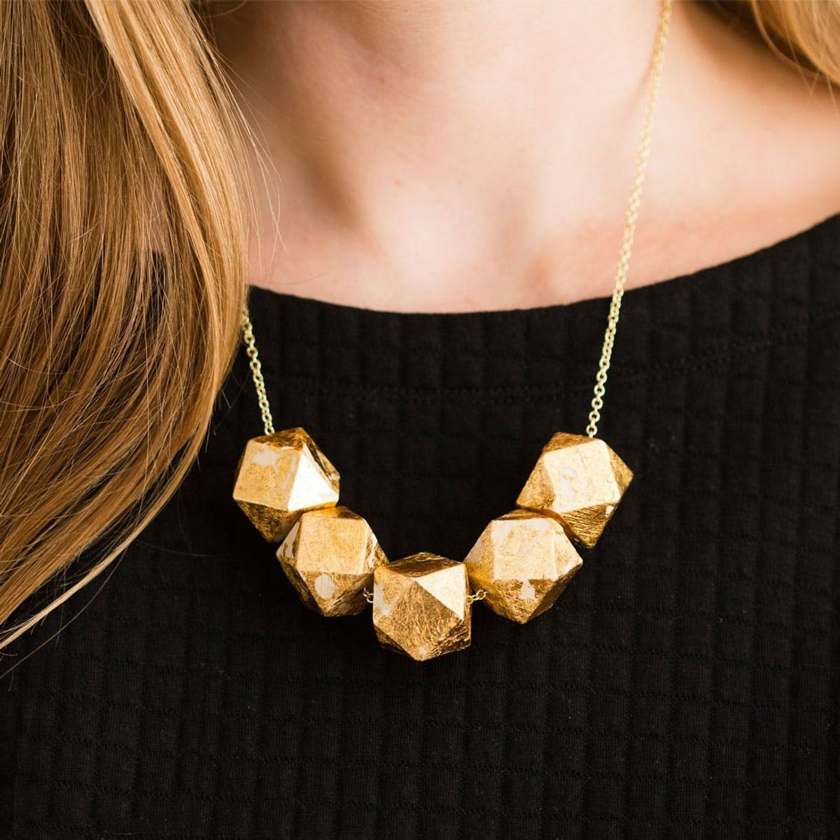 Transform Simple Wood Beads into a Gold Statement Necklace