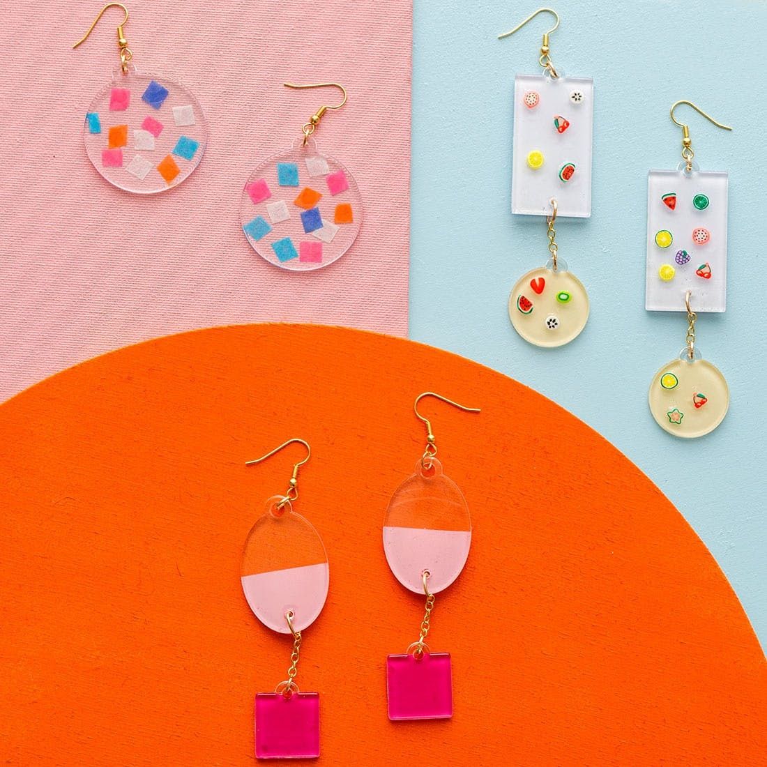 colorful acrylic diy earrings
