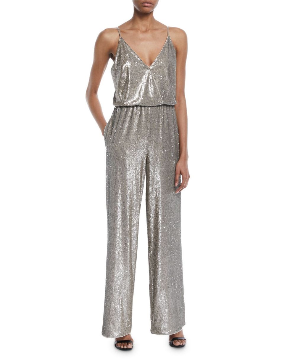 Casual Sequins With Belt Spaghetti Strap Jumpsuits
