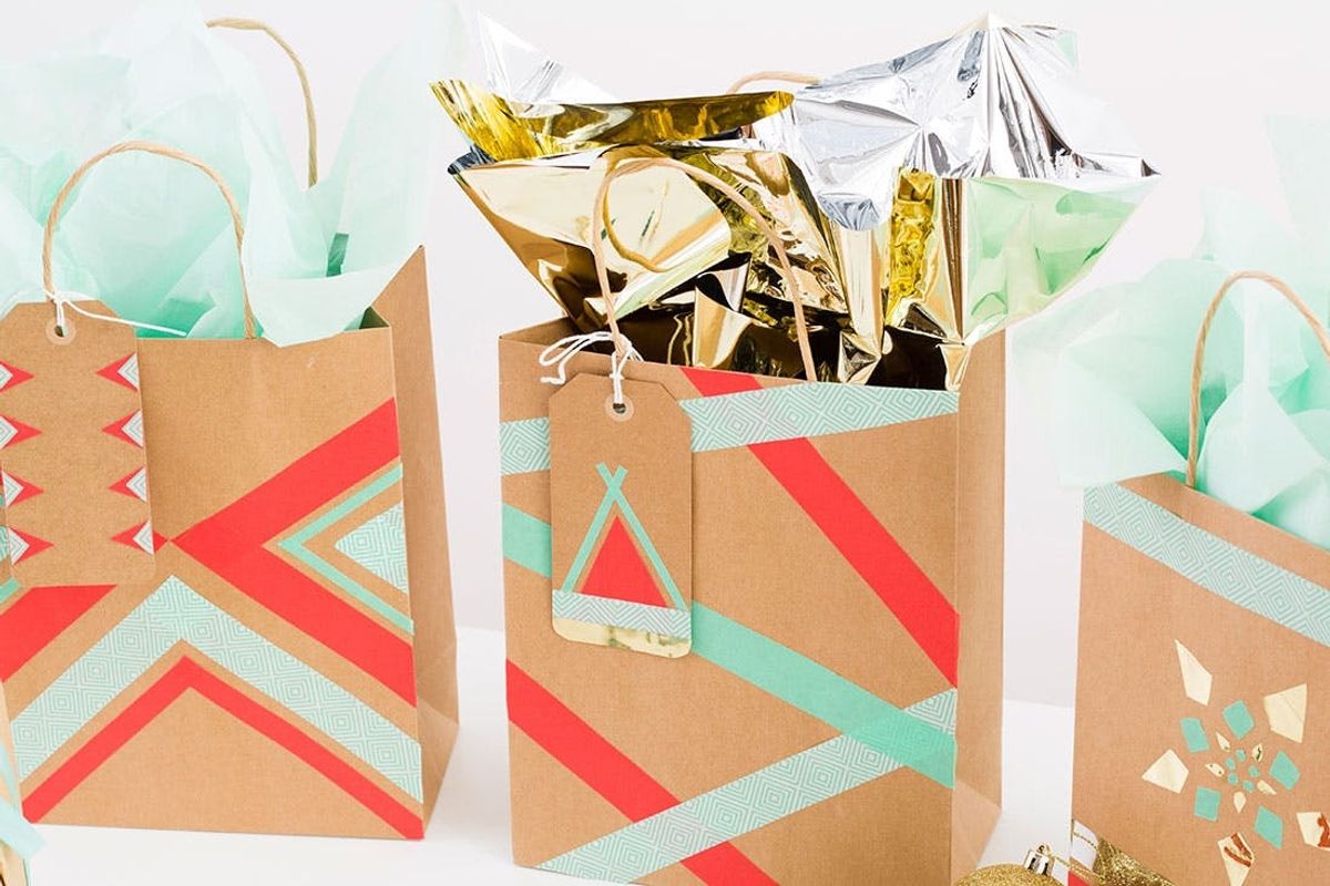 How to Use Tape to Trick Out Holiday Gift Bags, Tags and Cards