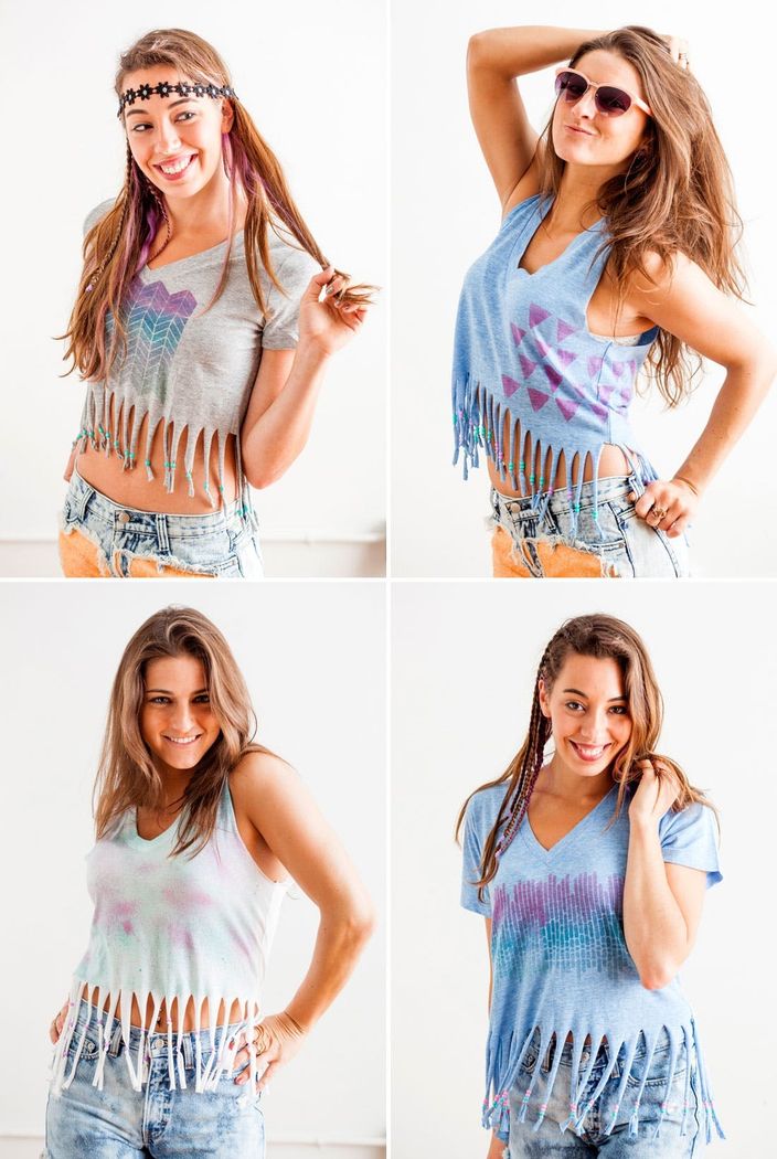 Festival Style Hack How To Dye Bead And Fringe Your T Shirts Brit Co Festival Style Hack How To Dye Bead And Fringe Your T Shirts Brit Co