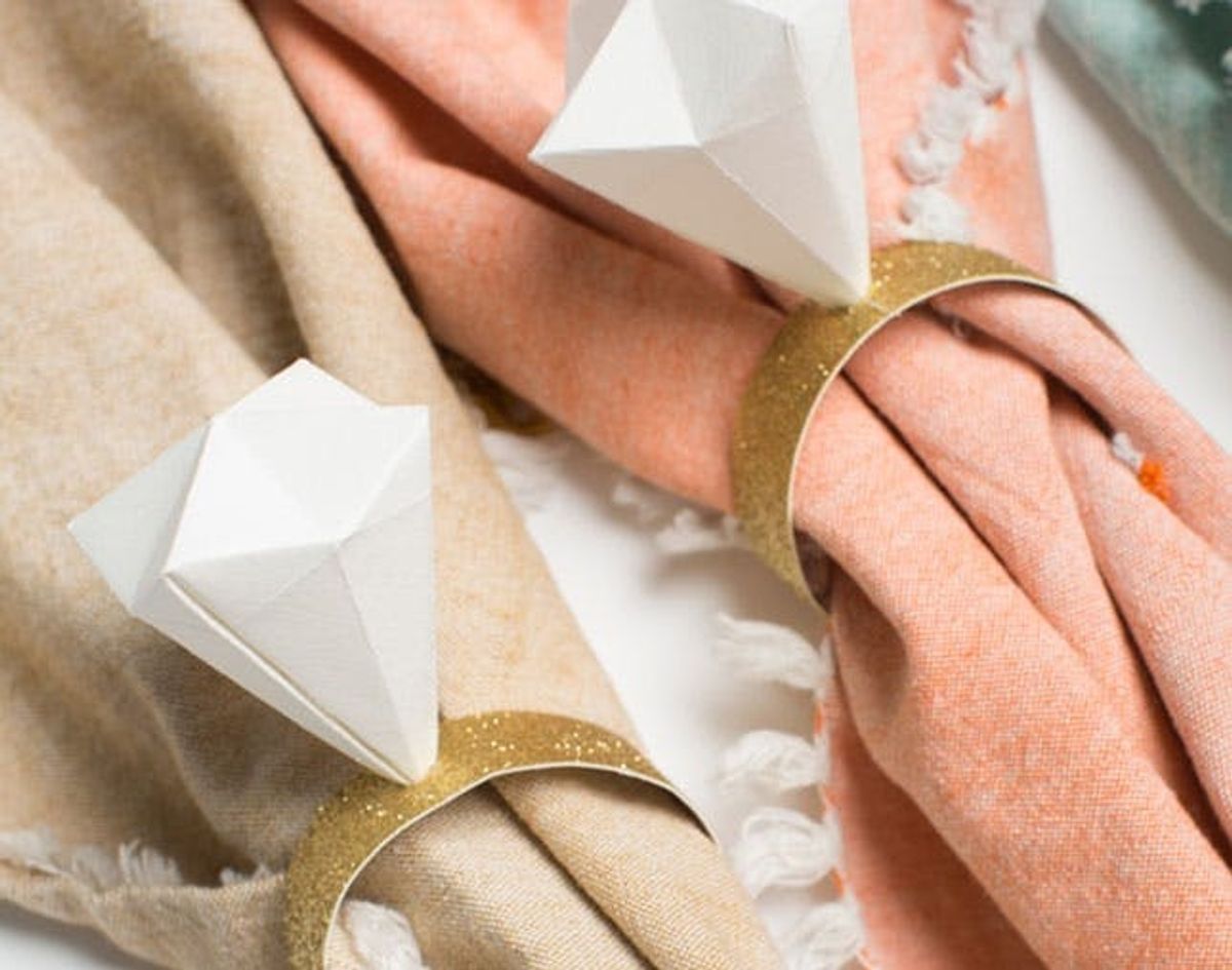Make Origami Diamond Napkin Rings for Your Fave Blushing Bride