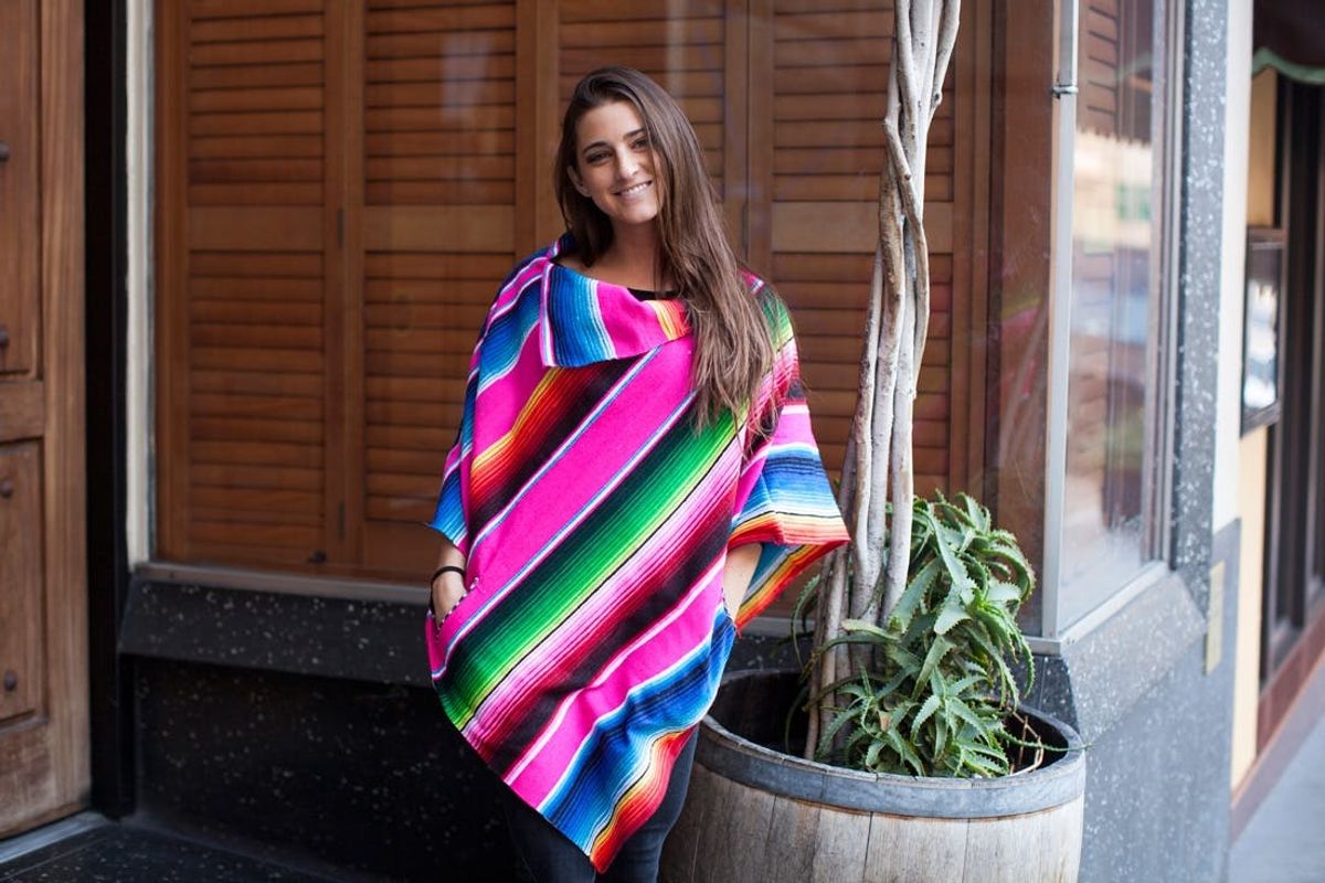 Turn a Colorful Blanket into a Chic No-Sew Poncho
