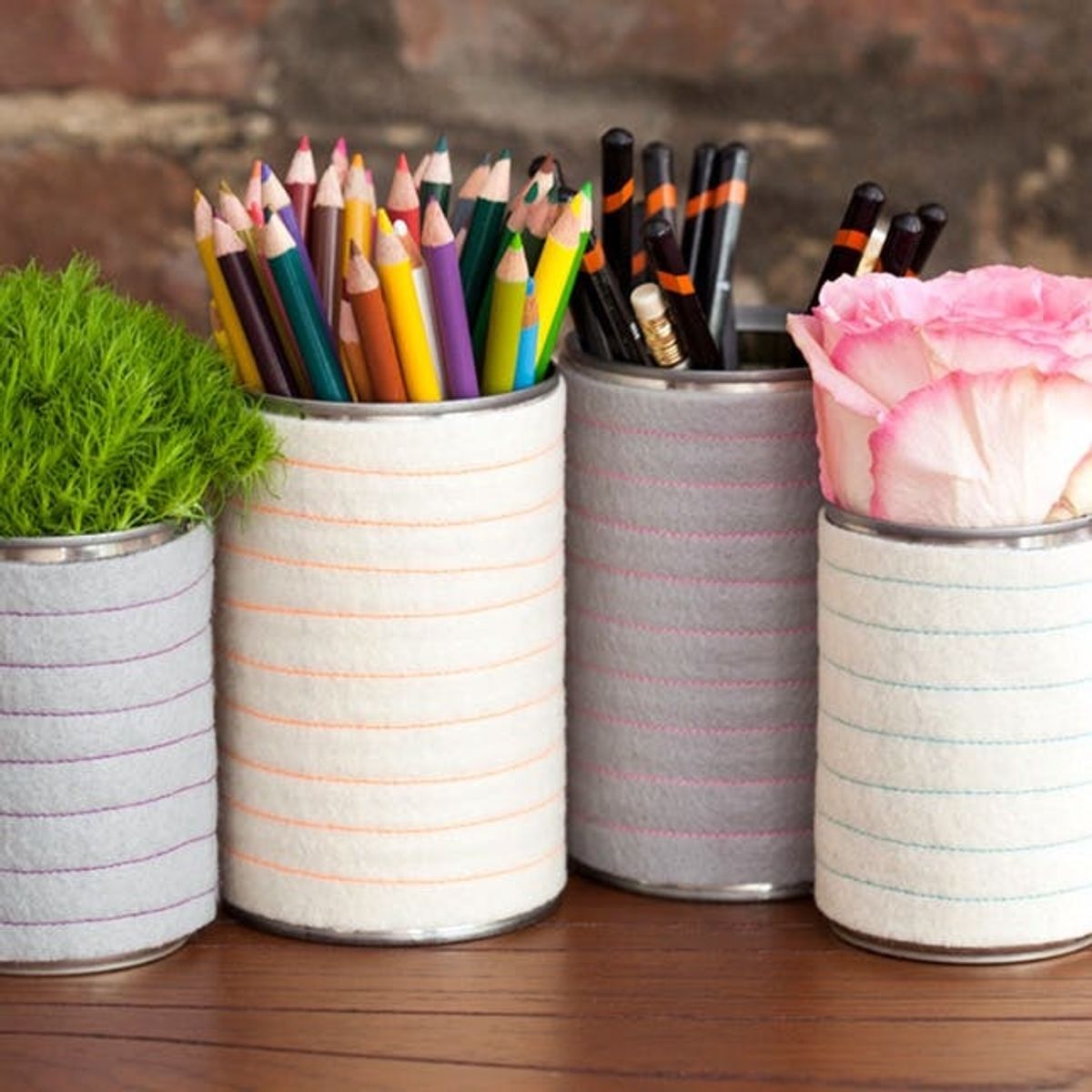 How to Make Striped Wool Pencil Pots and Planters