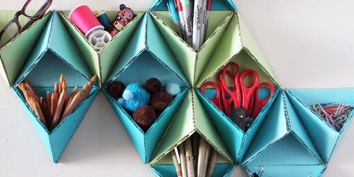 Triangular Craft Storage How to Make a Triangular Wall Storage System - Brit + Co