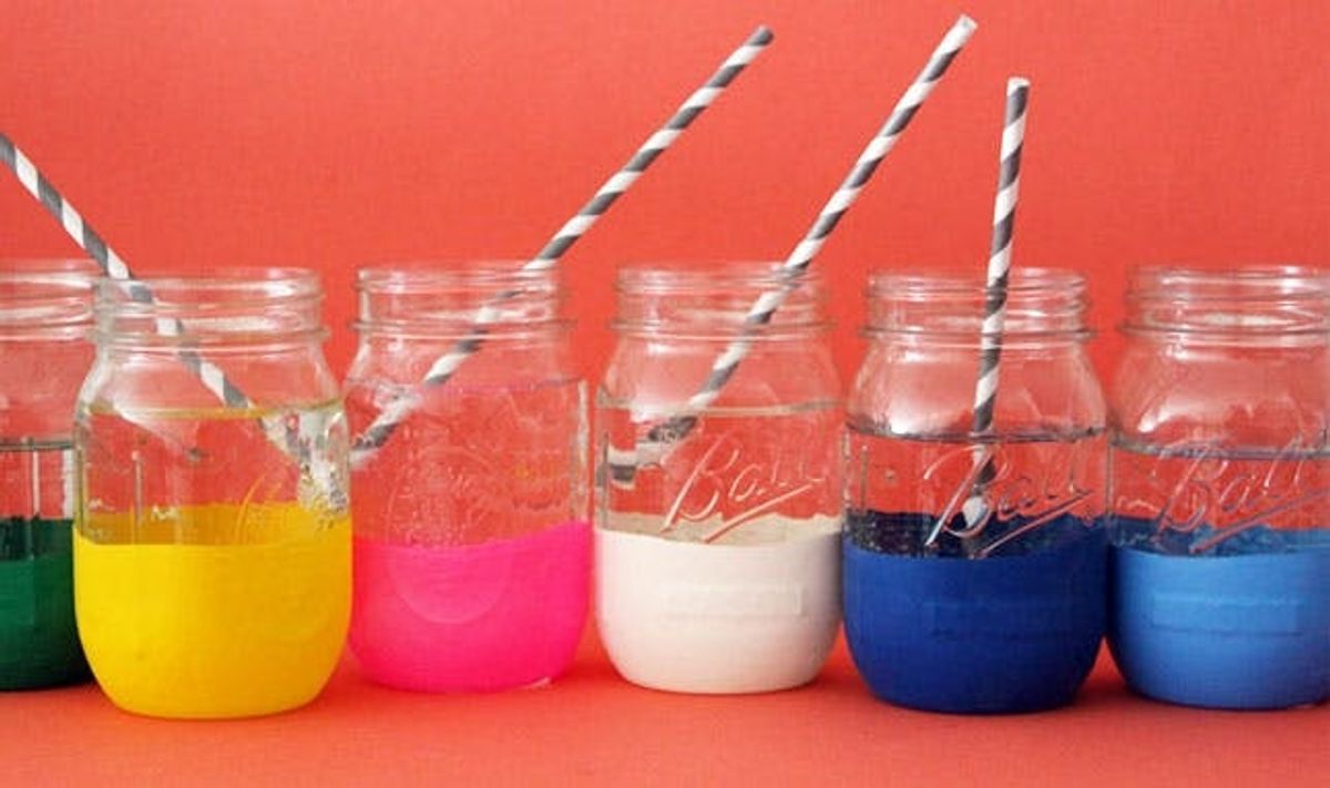 Add Color to Your Kitchen with Balloon-Dipped Mason Jars