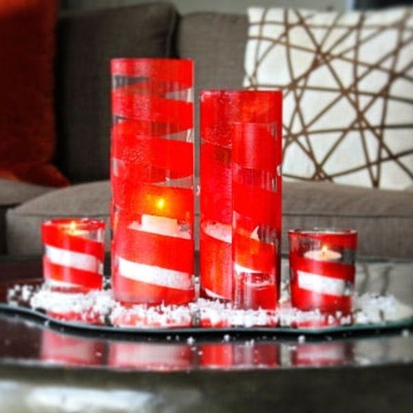 Deck the Tables with Candy Cane Votives