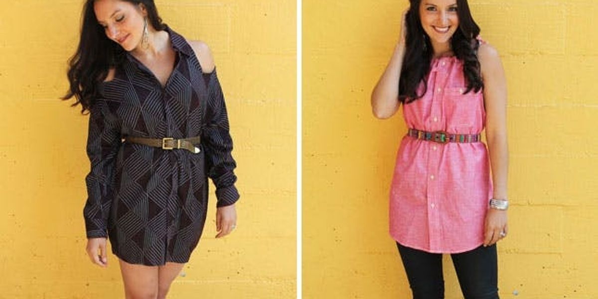 2 Ways to Turn a Men's Shirt into a Chic Shirt Dress - Brit + Co 2 Ways to Turn a Men's Shirt into a Chic Shirt Dress - Brit + Co