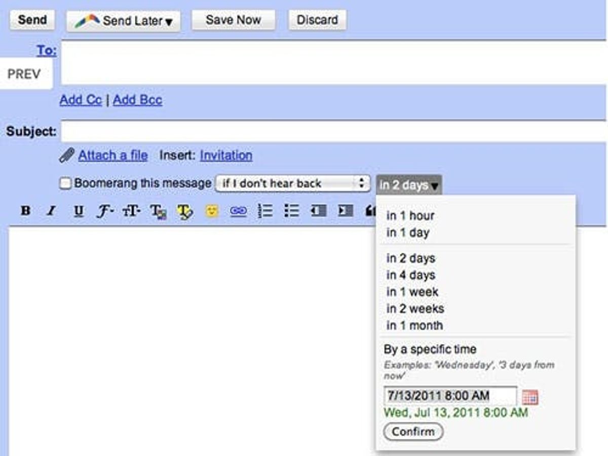De-Clutter Your Inbox: Boomerang Sends or Returns Your Email at a Later Date