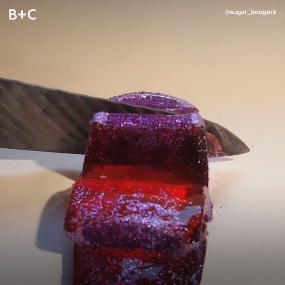 Glitter Jell-O Slicing Is Strangely Calming