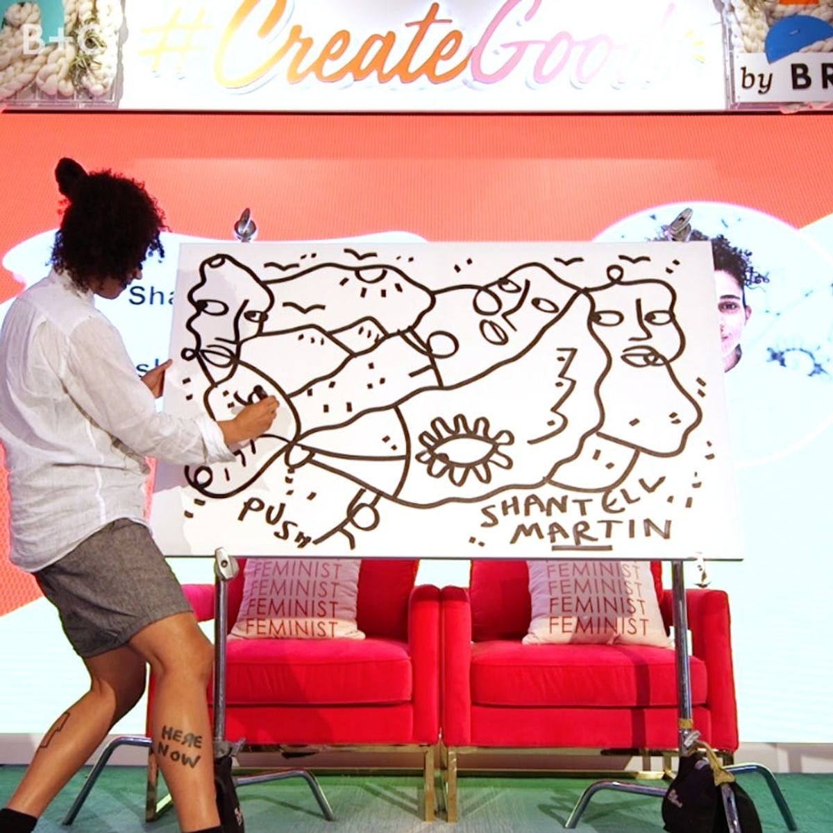 Watch artist Shantell Martin draw a stream-of-consciousness portrait on stage at #CreateGood
