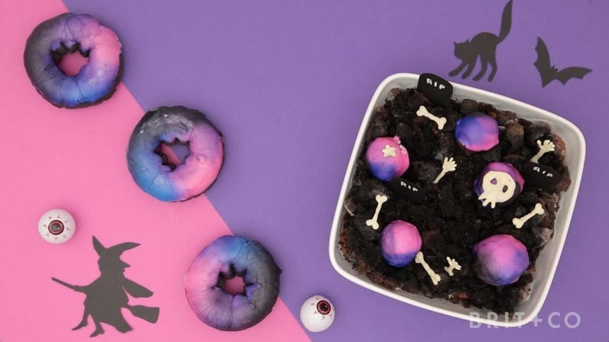 Make This Midnight Donut Hole Graveyard for Your Halloween Bash