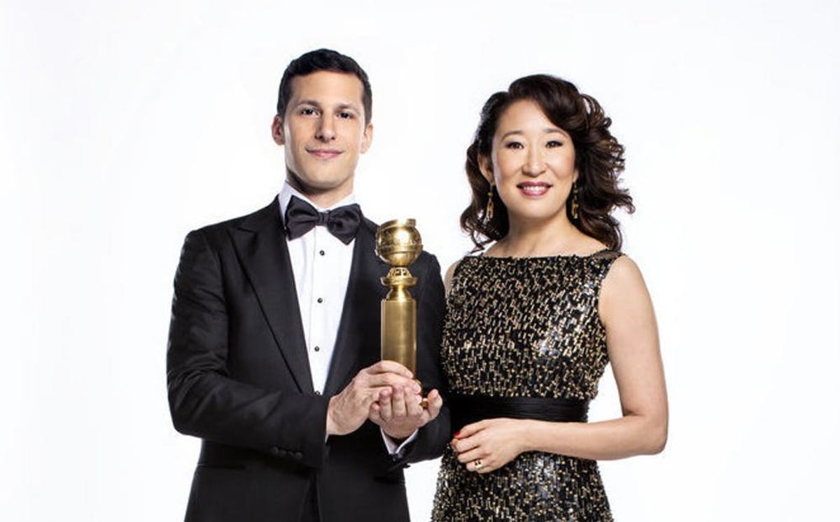 Golden Globes Hosts Andy Samberg and Sandra Oh Need to Work on Their ‘Best Friend Handshake’