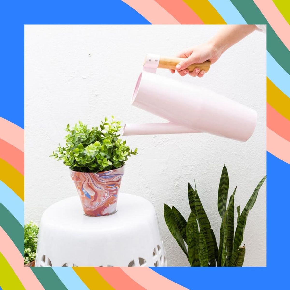 How to Create DIY Marbled Planters With Nail Polish