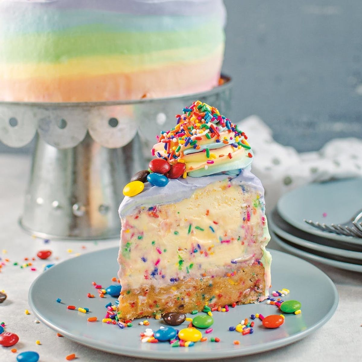You’ll Want to Dive Headfirst into This Rainbow Funfetti Ice Cream Cake