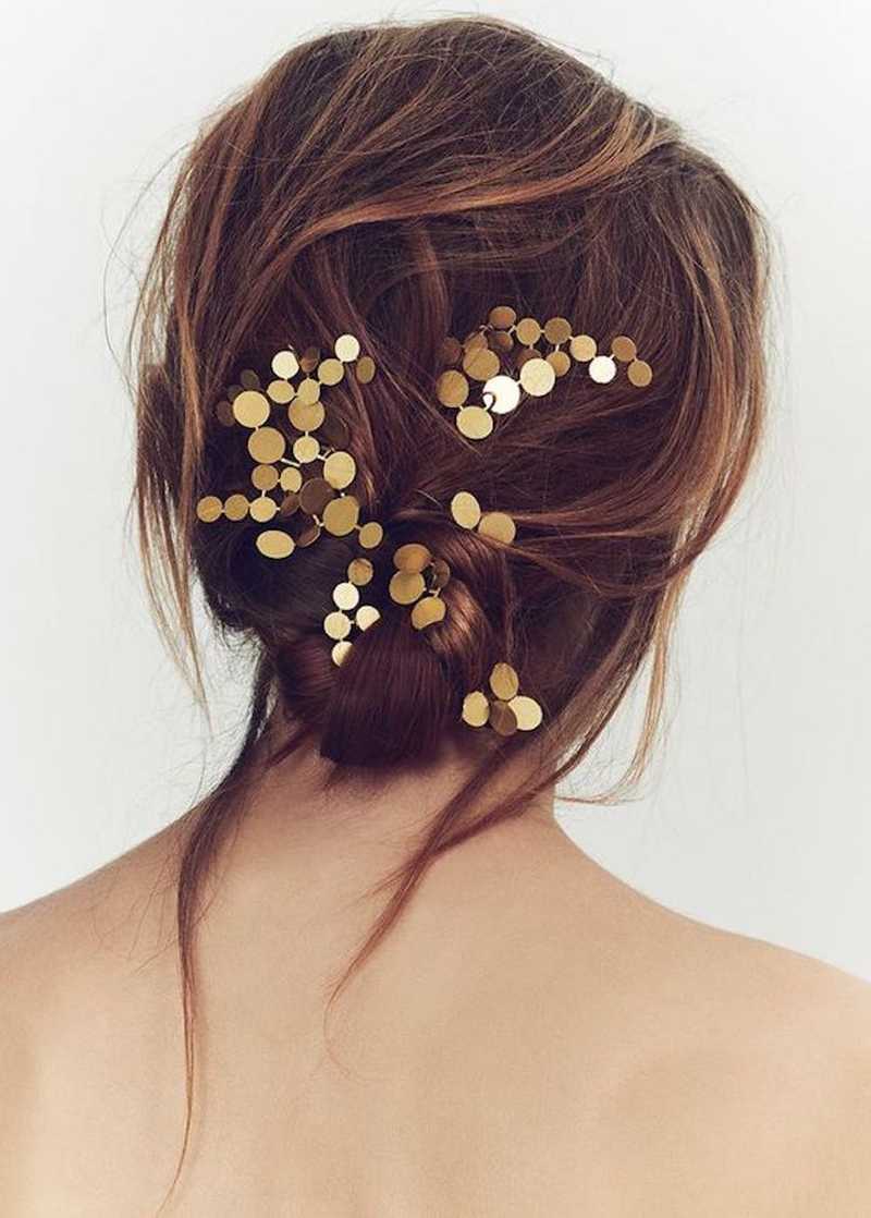 Gold Hair Accessory with Modern Style Gold Wedding Hair Accessories - Bridal Hair Accessory  main image 3