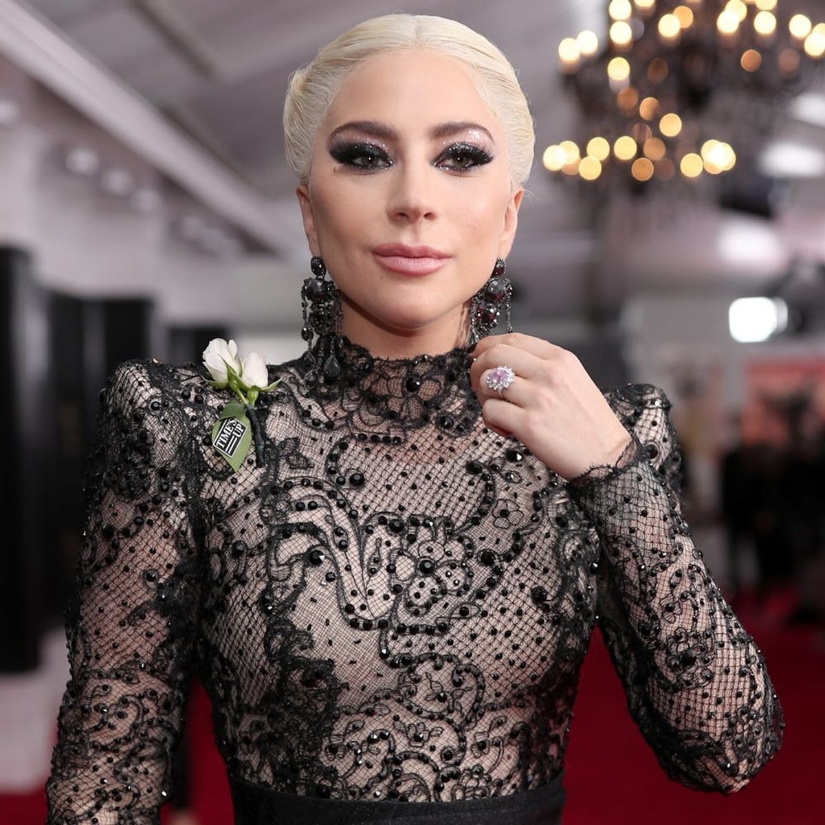 Lady Gaga Fuels Engagement Buzz at the Grammys With Her *Huge* Pink Diamond Ring