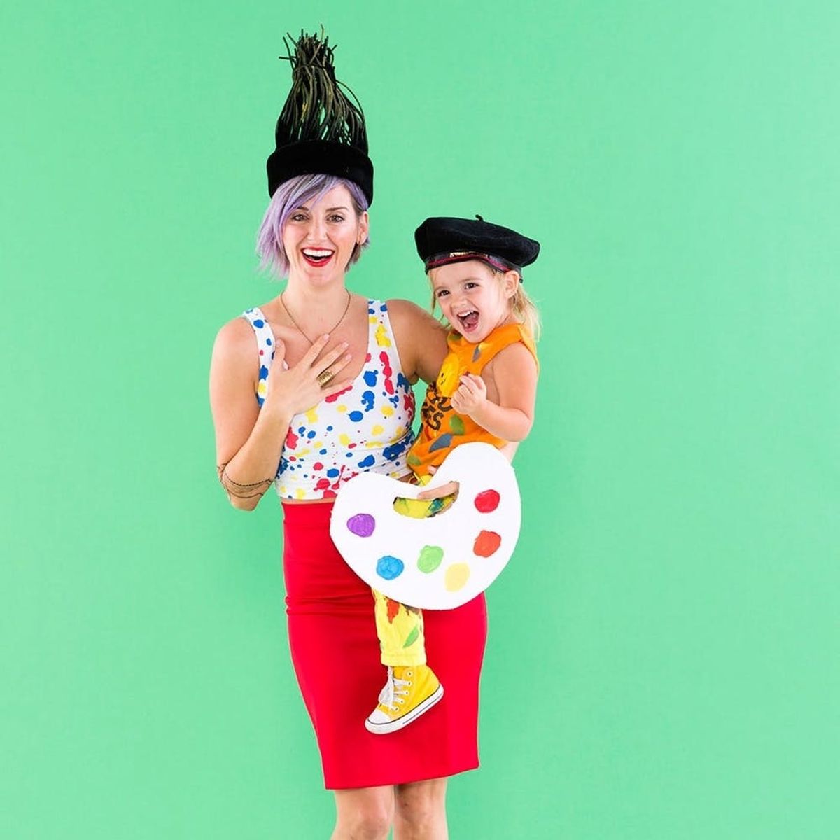 Get Colorful Paintbrush and Paint Palette Costumes for Moms and Toddlers