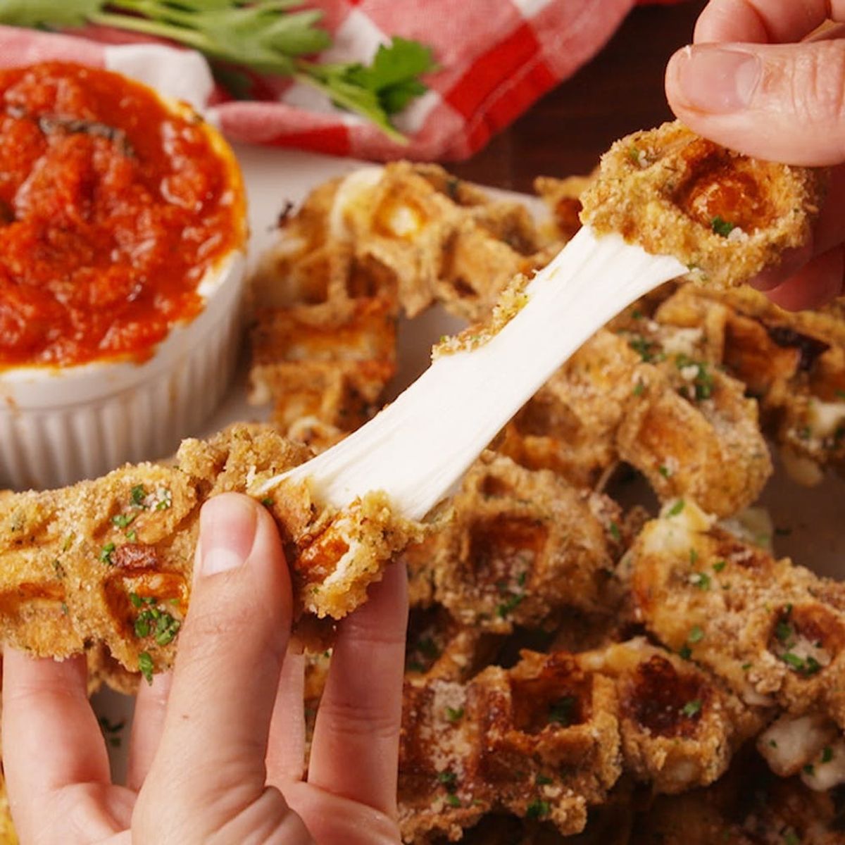 This *Ingenious* Mozzarella Stick Hack Involves Cooking Them… in Your Waffle Maker