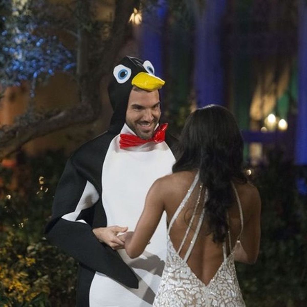 Um, One Bachelorette Dude Showed Up in a Penguin Costume to Meet Rachel Lindsay