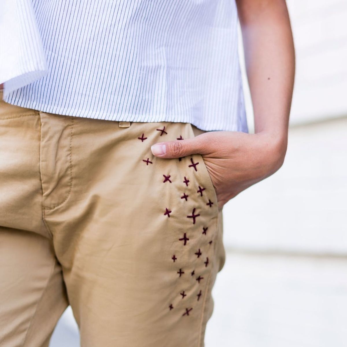 Embroider Last Year’s Khakis to Update Your Look for This Spring