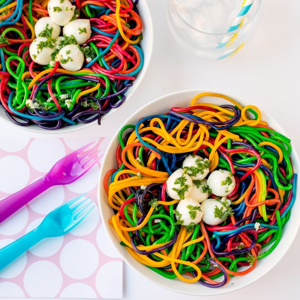 This Easy Recipe for Rainbow Spaghetti Nests With Mozzarella “Eggs” Is Crazy Delicious