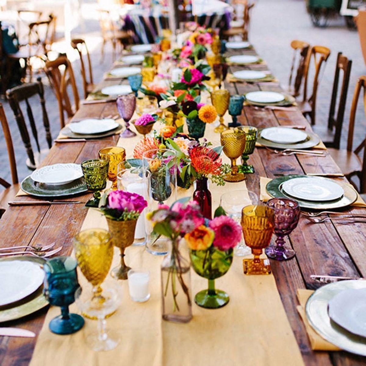 Add a Splash of Color to Your Wedding Tables With These Vintage-Inspired Glasses