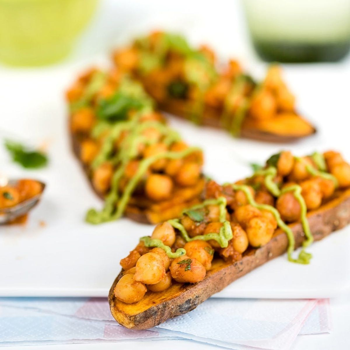 Sweet Potato Toast With Spicy Chickpeas and Avocado Dressing Recipe