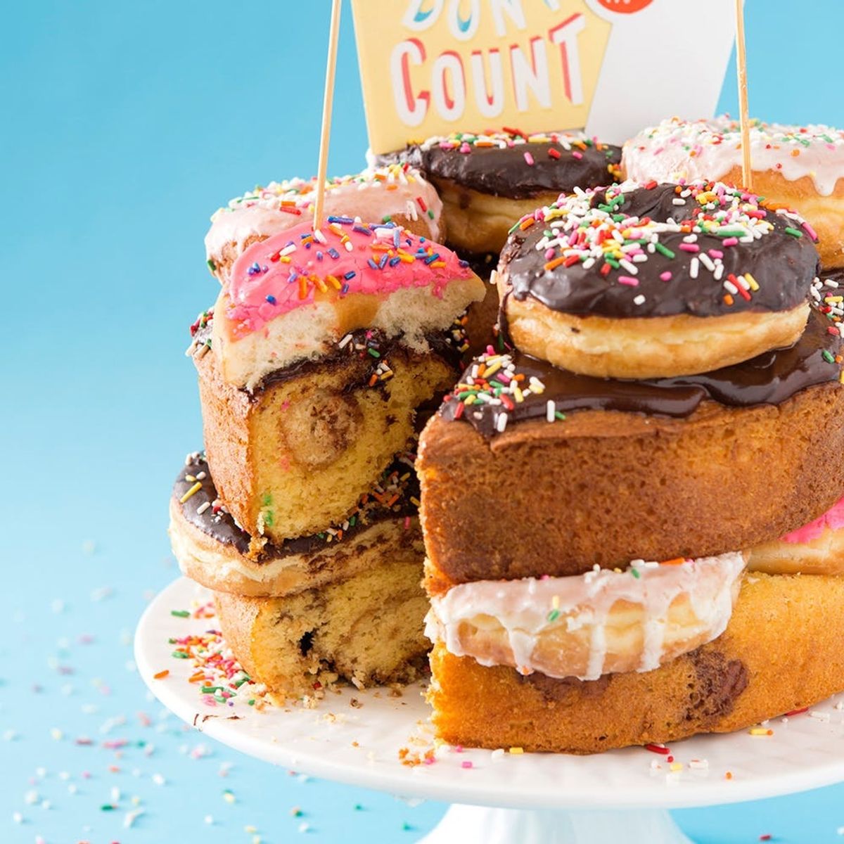 This 4-Layer Donut Cake Is What Birthday Dreams Are Made Of