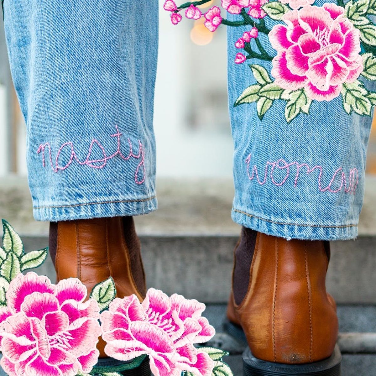 Add Feminist Flair to These DIY Embroidered Jeans