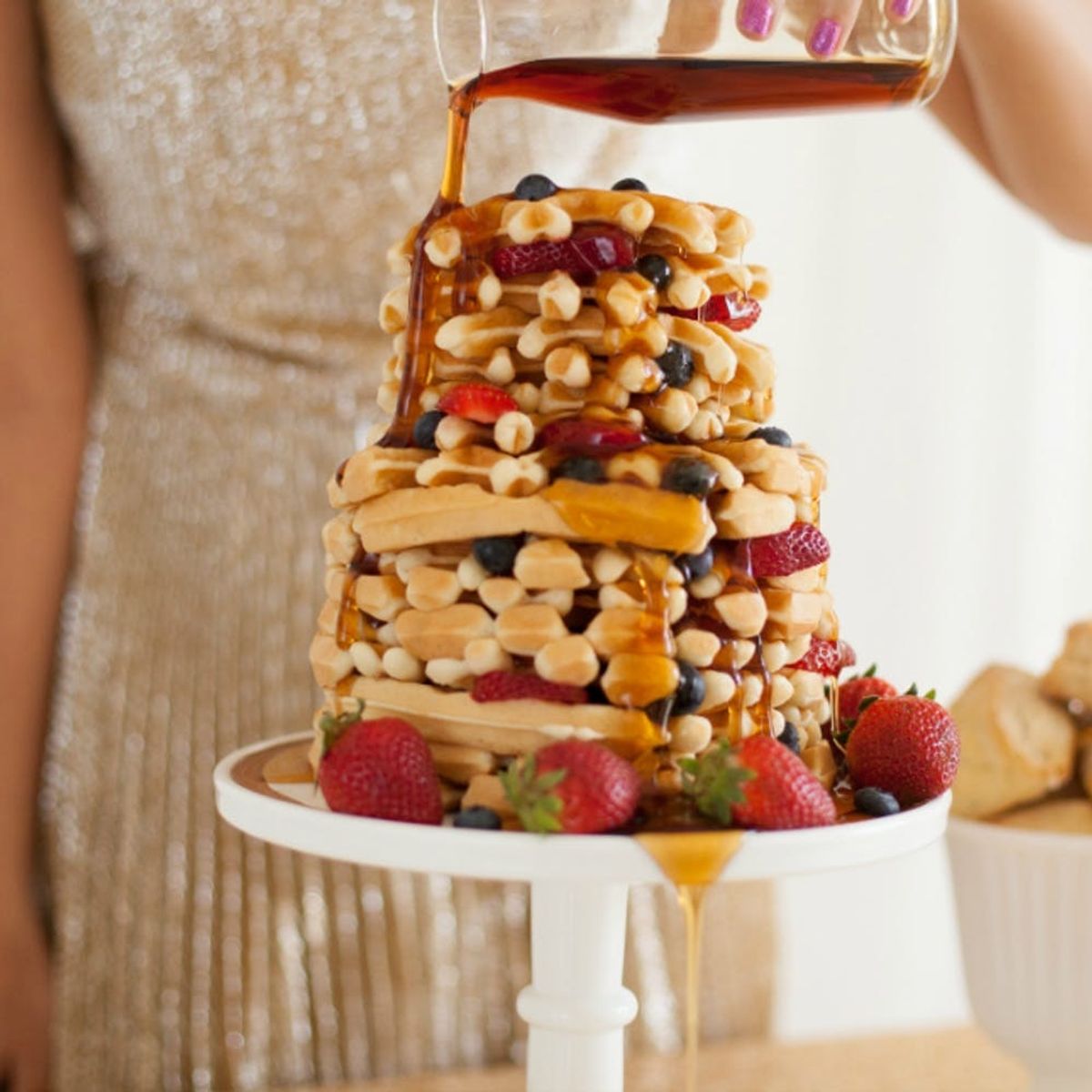 17 Wild Waffle Wedding Cakes That Make Us Want Waffle Cakes for *Every Occasion*