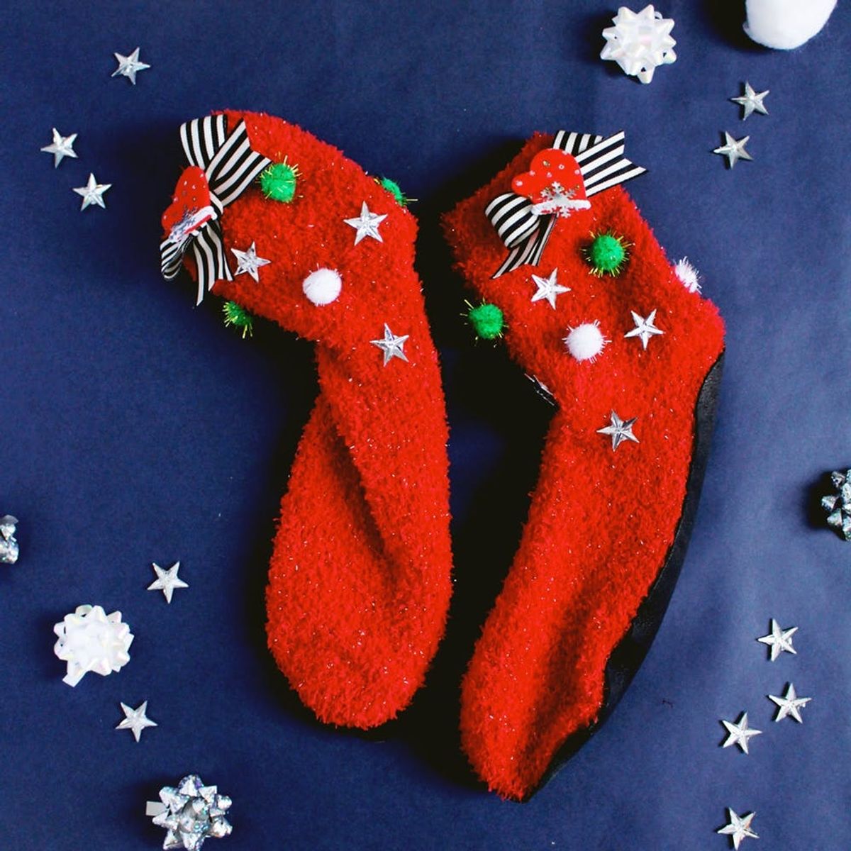 DIY These No-Sew Ugly Sweater Slipper Socks for Christmas