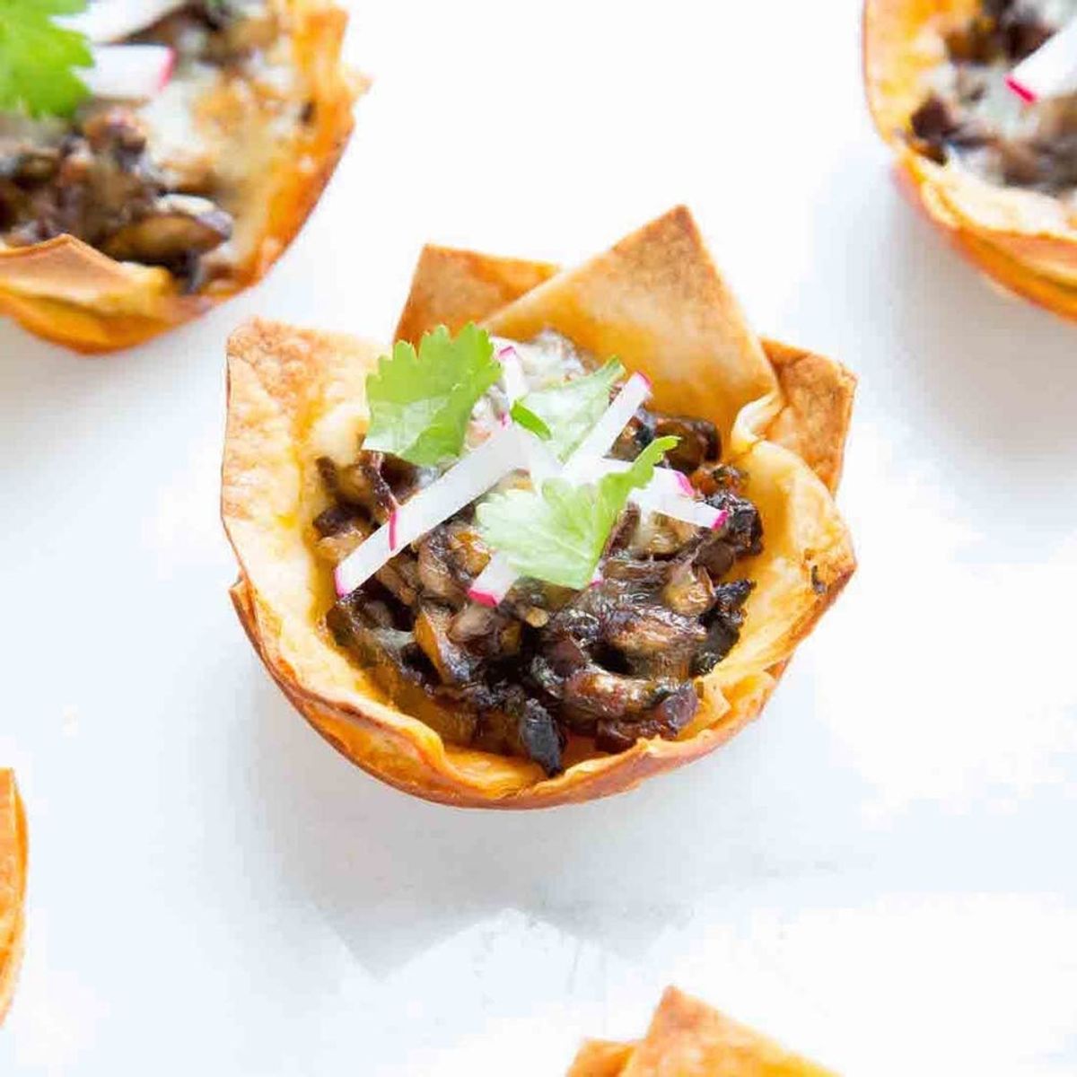 A Meatless New Year’s Eve App: Chipotle Mushroom Taco Bites!