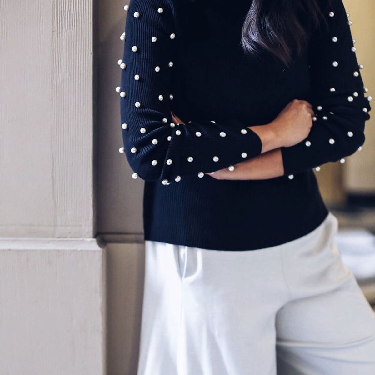 This DIY Pearl Studded Turtleneck Is a Winter Win