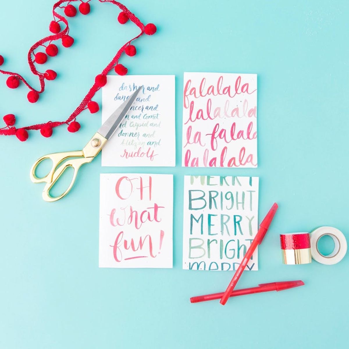 Free Printable Friday: Festive Hand-Lettered Holiday Cards