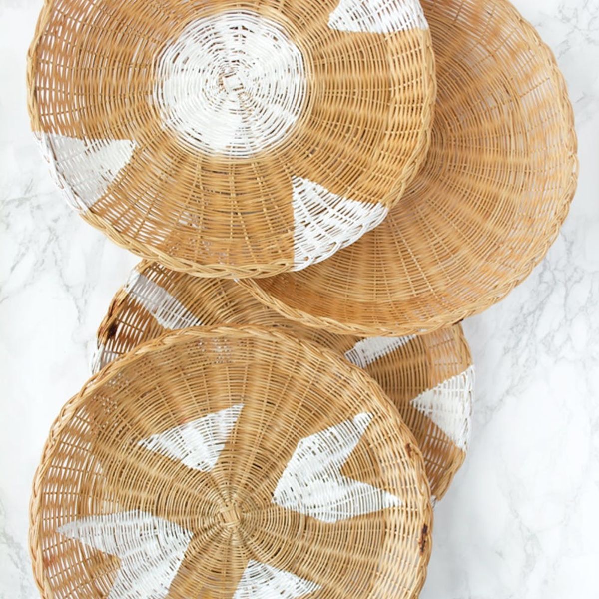 Your Modern Boho Nook Needs These DIY Painted Rattan Plate Holders