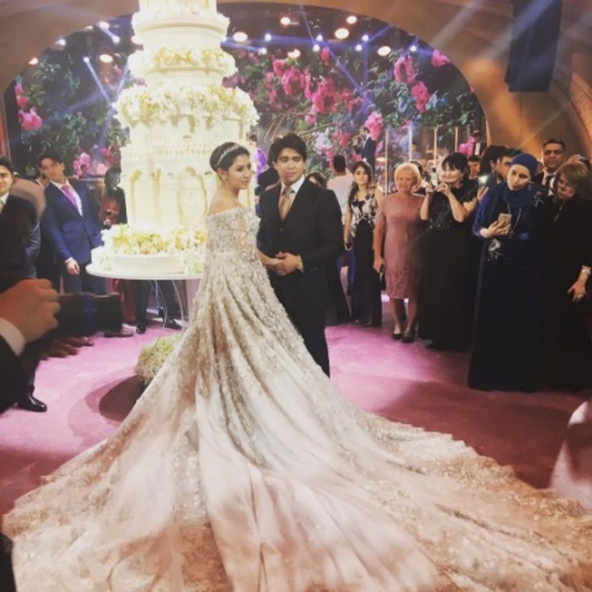 This Wildly Luxe Wedding Included a $600K Dress, Private Jet and 10-Foot Tall Cake