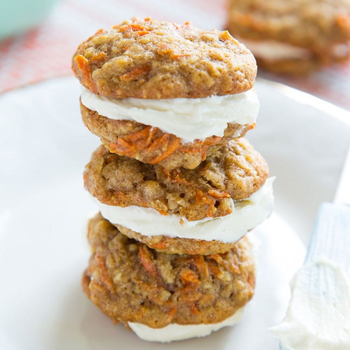 Mini Carrot Cake Cookie Sandwiches With Cream Cheese Frosting