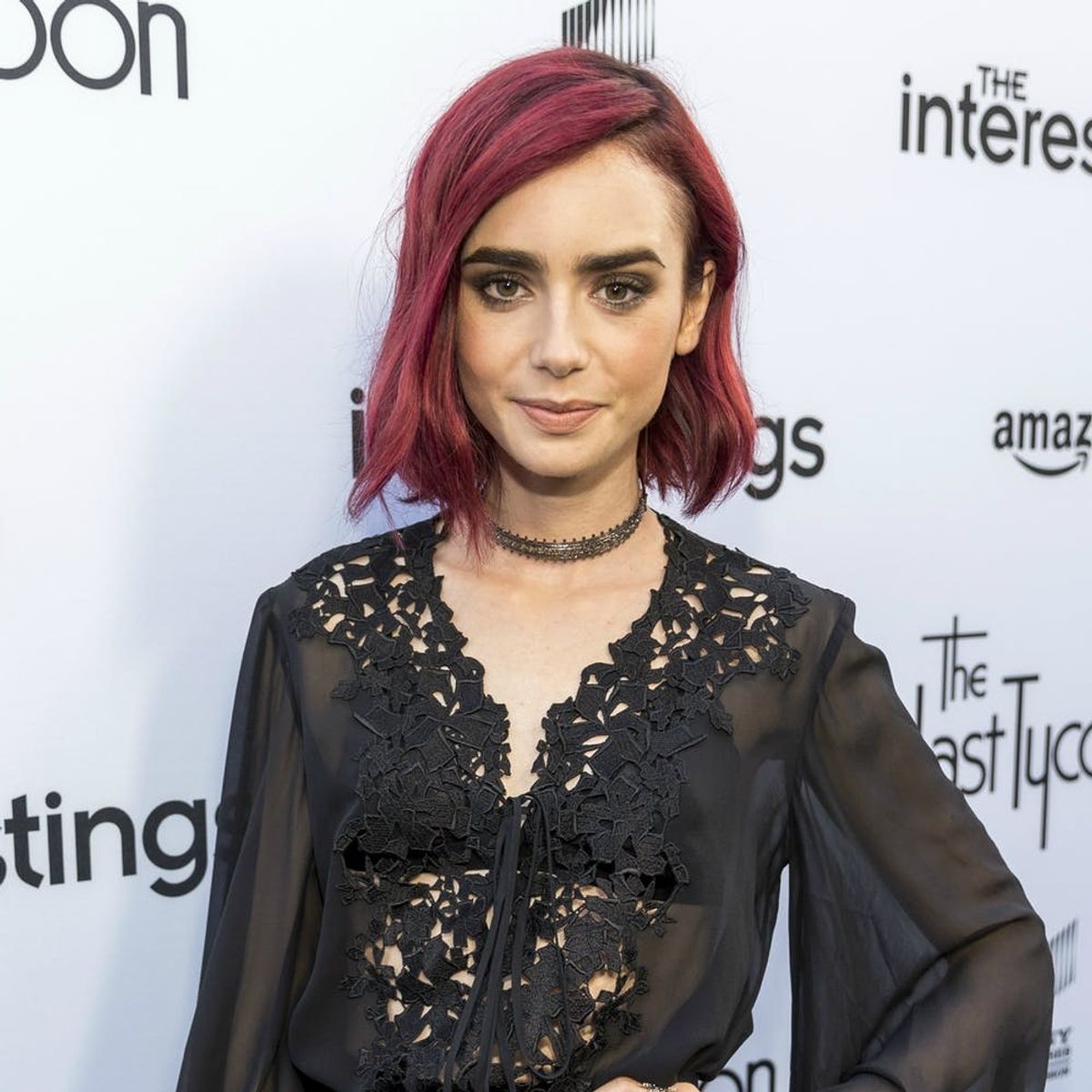 Lily Collins Trades In Her Edgy Red Locks for This Classic Brunette Hue