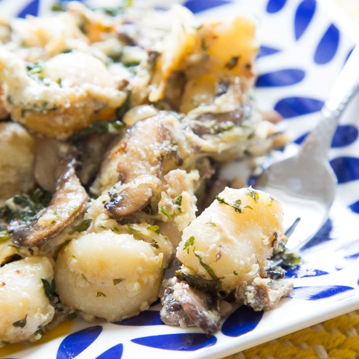 This Make-Ahead Spinach + Mushroom Gnocchi Casserole Is Perfection