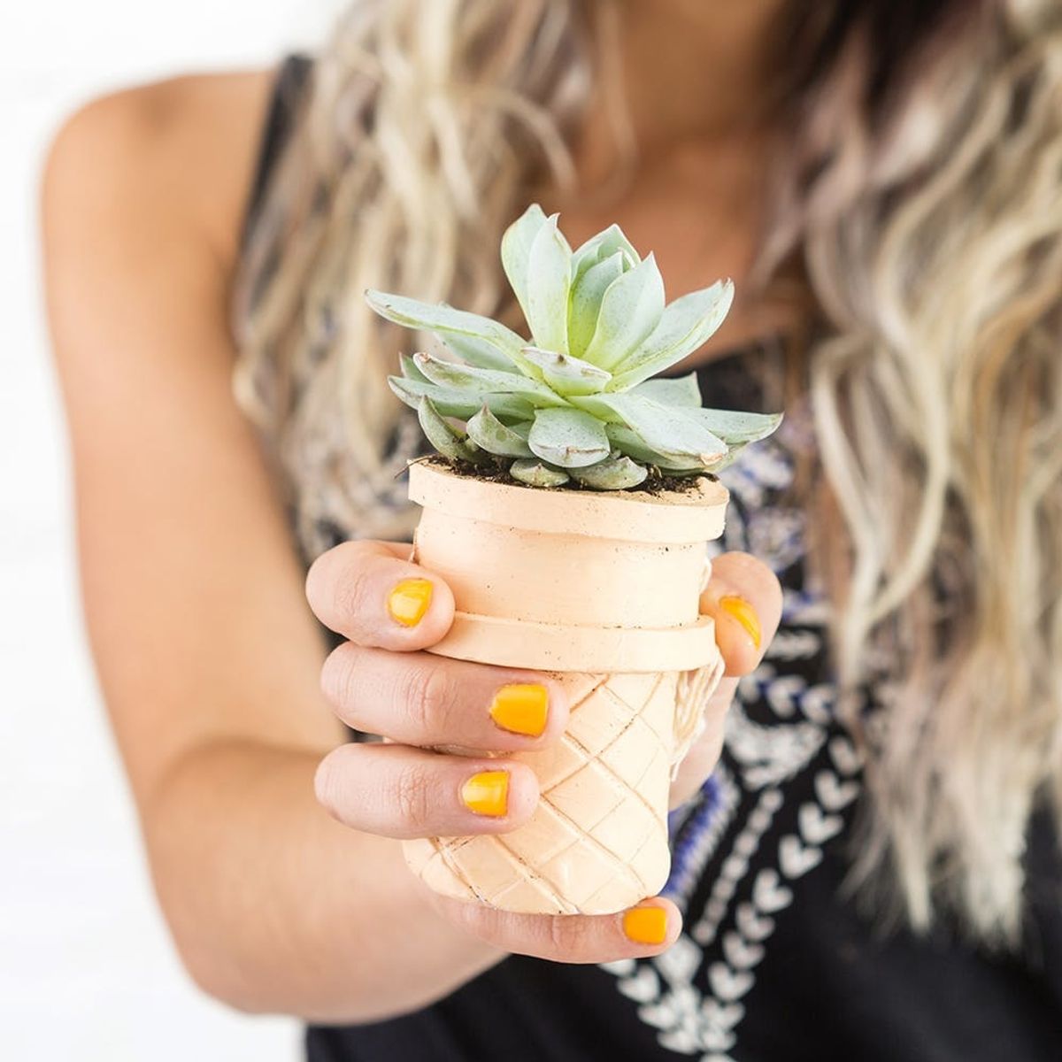 Make These Clay Ice Cream Cone Planters for Under $10