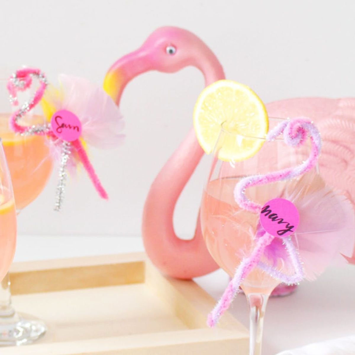 Party in Pink With DIY Flamingo Drink Tags
