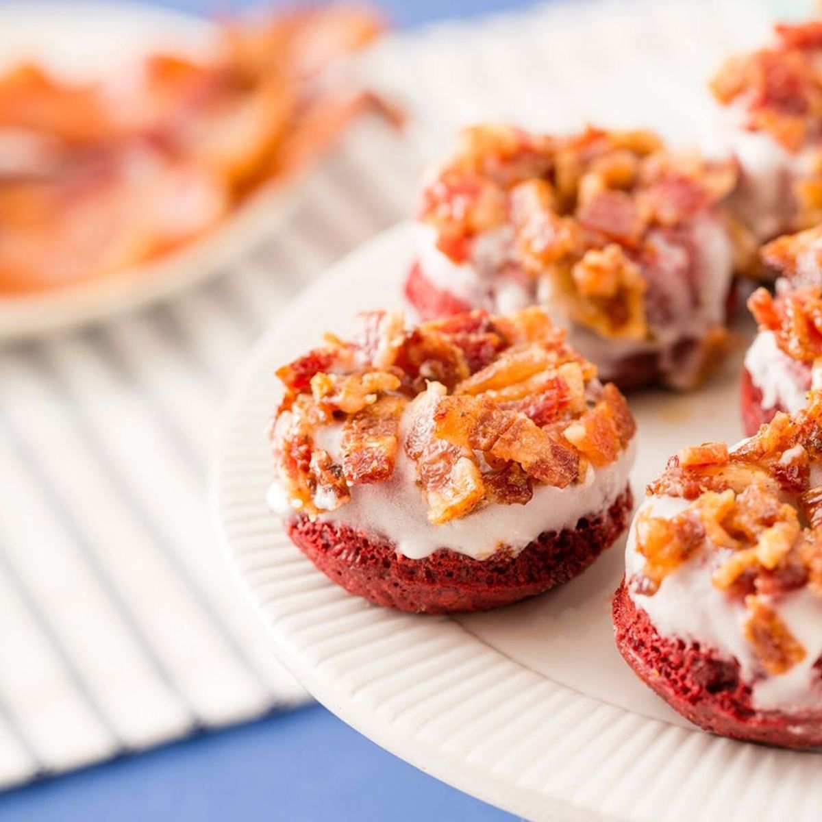 Make Dad Happy With Mini Bourbon Bacon Red Velvet Donuts