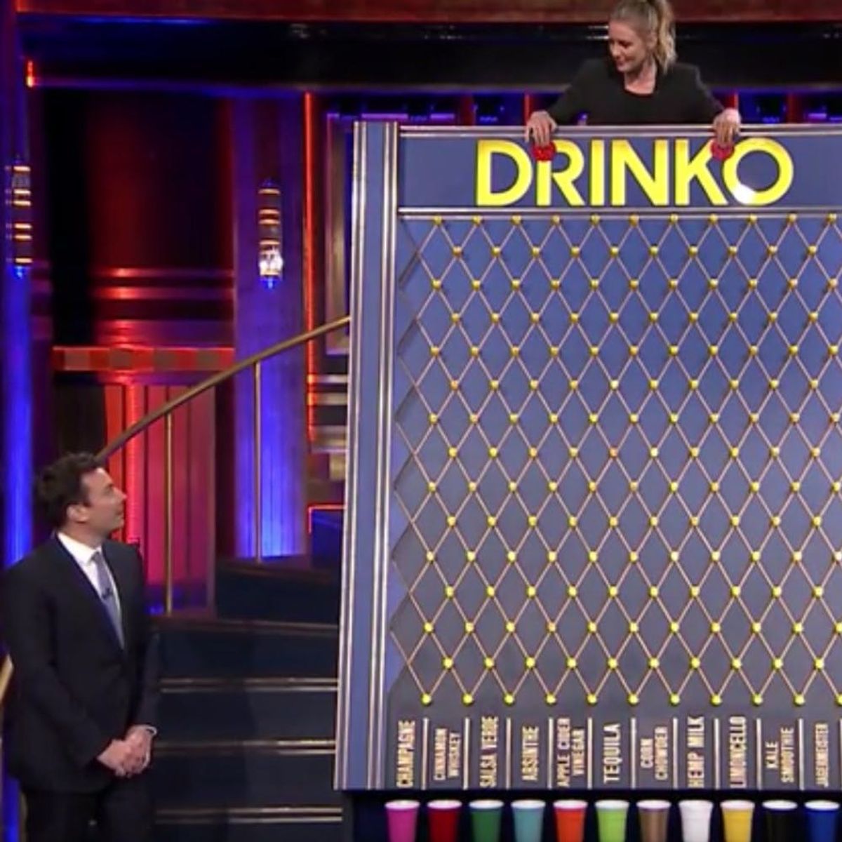 Watch Cameron Diaz and Jimmy Fallon Play the Nastiest Drinking Game EVER!