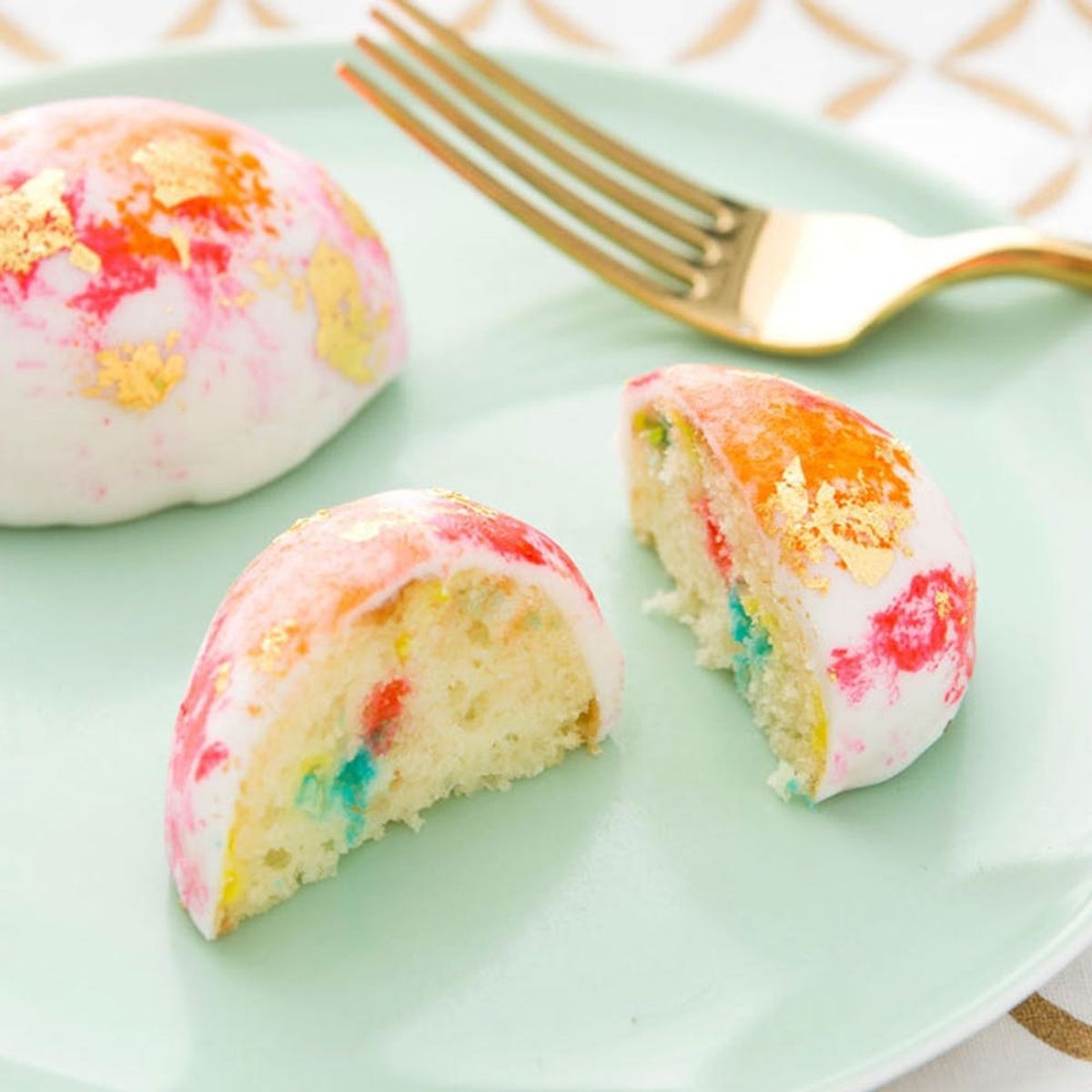 Make This Gilded Watercolor Funfetti Cake Easter Eggs Dessert Recipe