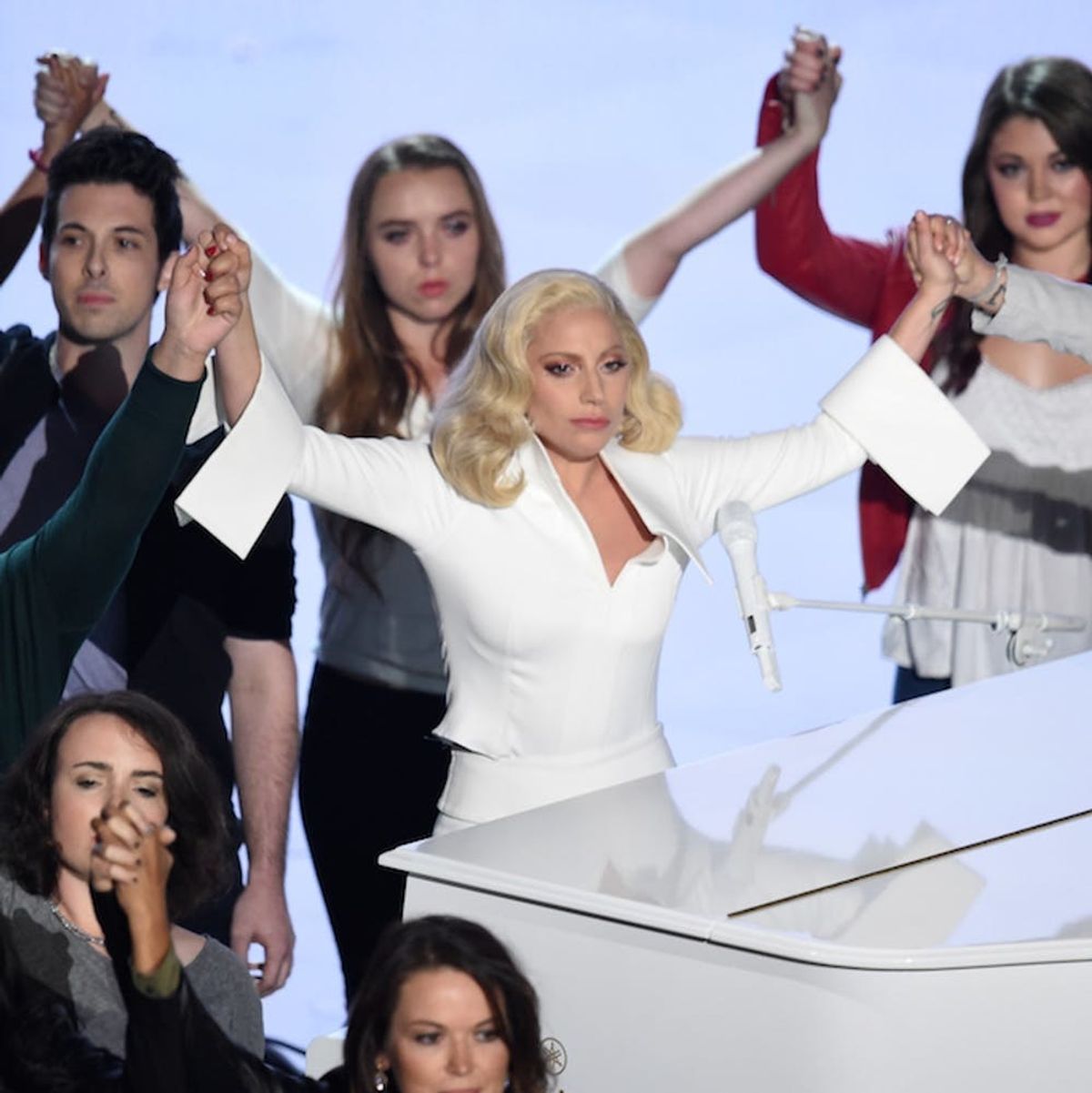 Brie Larson Hugged Every Assault Survivor After Lady Gaga’s Powerful Oscars Performance
