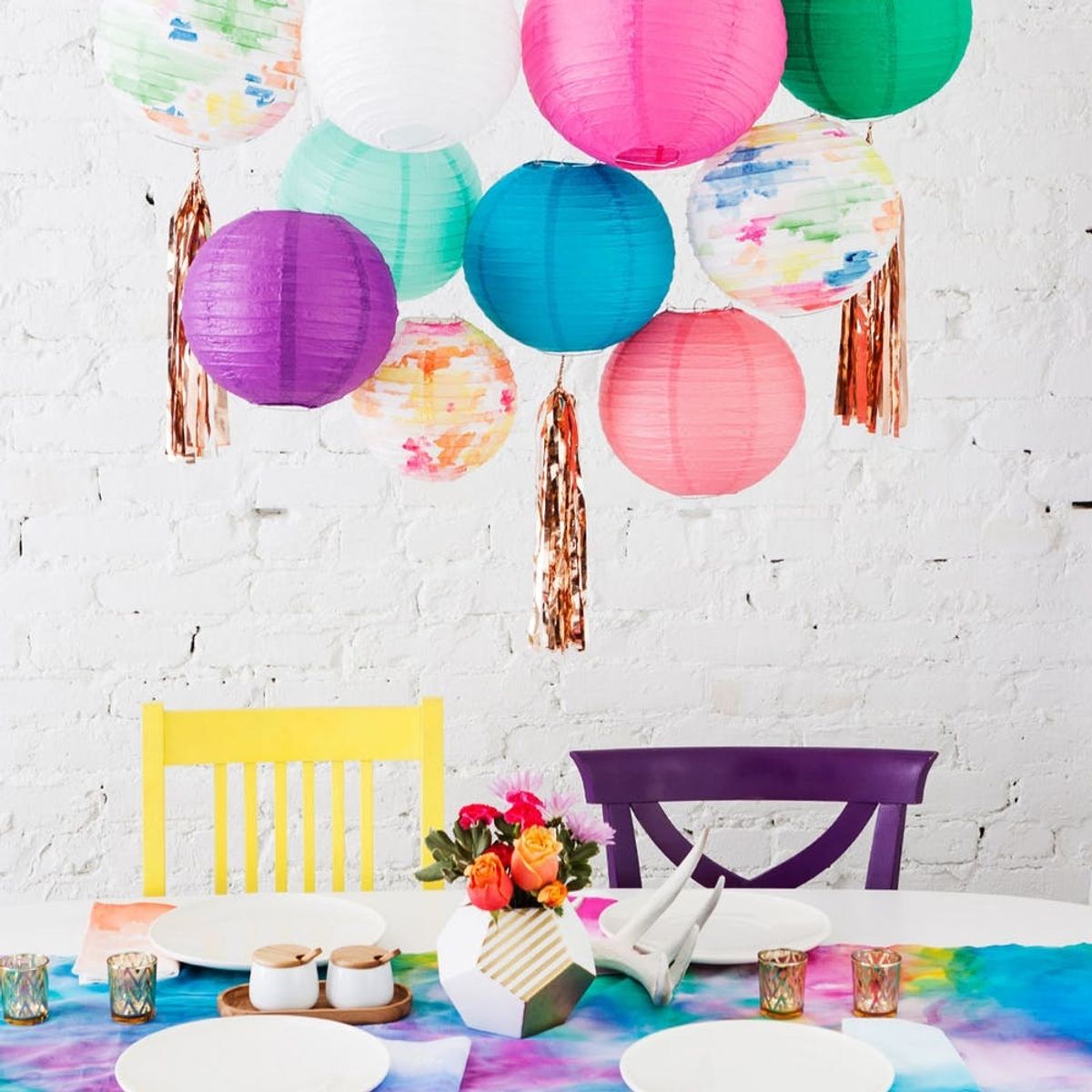 Use Watercolors to DIY These Colorful Party Lanterns