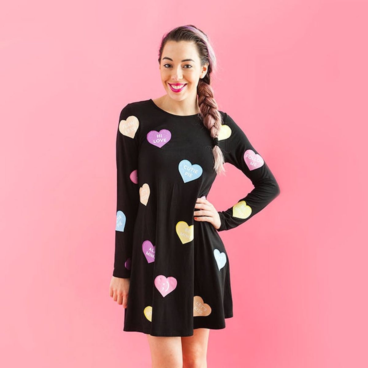 Make This Conversation Hearts Dress for Your Galentine’s Day Party