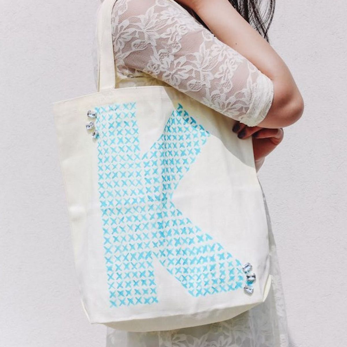 How to Make a No-Sew Cross-Stitched Monogram Tote Bag
