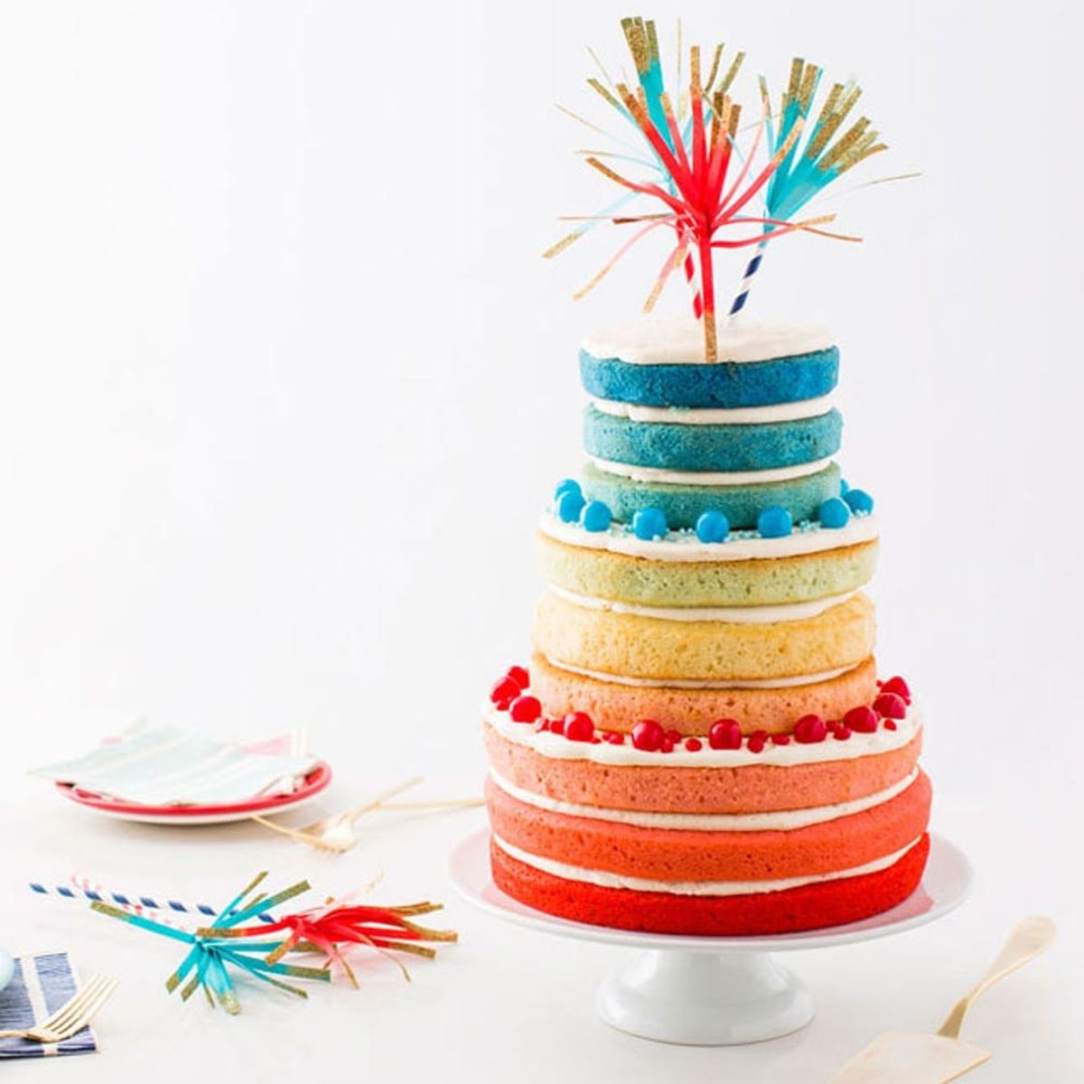Your Friends Will Freak Over This Epic 9-Layer Red, White and Blue Cake Recipe